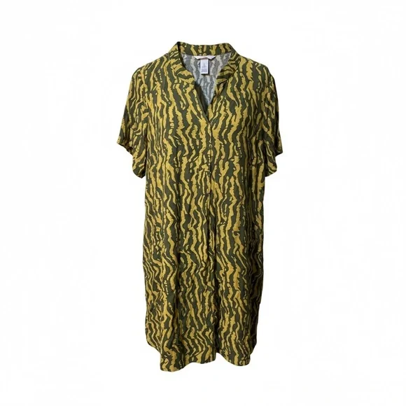 H&M Olive and Mustard Patterned Blouse dress - Picture 1 of 4